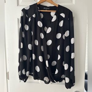 INC Black and White Polka Dot Top